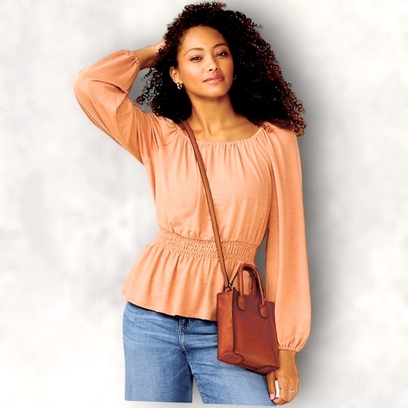 Women's LC Lauren‎ Conrad Smocked Peplum-Hem Top Size 2XL *NWT* - Picture 1 of 6